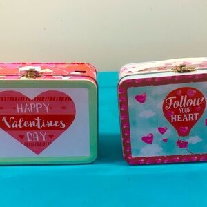 2pc Valentine Tin Gift Boxes 5.5”x 4.0”x 3”